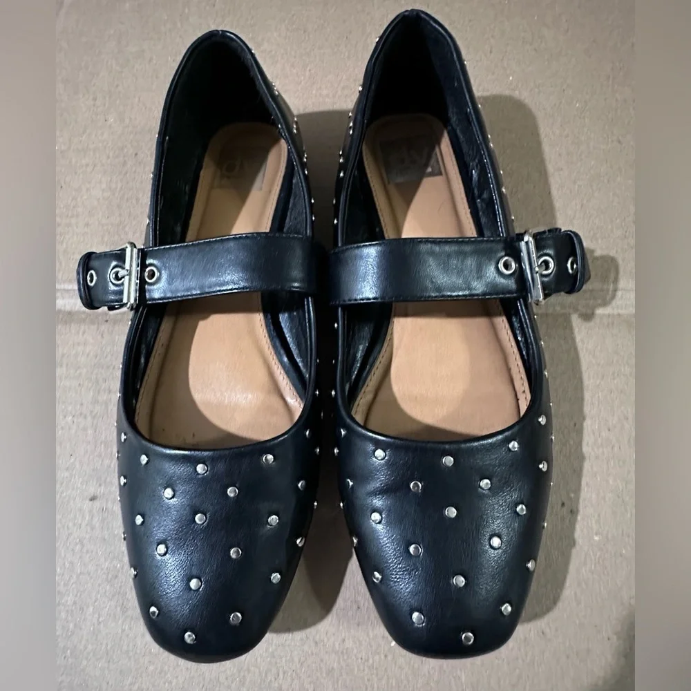 DV by Dolce Vita Black Flats with Silver Studs - Picture 3 of 8
